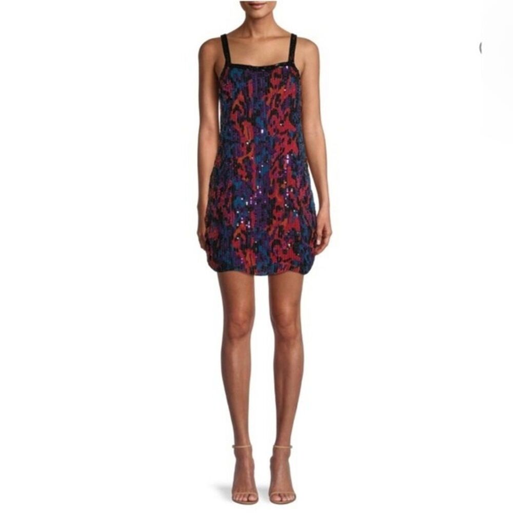 Parker Saturn Beaded Slip mini in animal print Dress NWT SzS - Picture 2 of 4